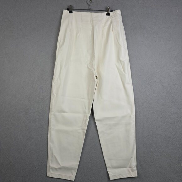 Free People Pants Womens 10 Ivory Cecily Pleated Vegan Faux Leather Barrel NWT - Picture 5 of 10